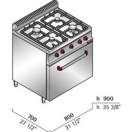 Gasherd G7F4+FG1 Bäckernorm 25 kW | Backofen Produktbild