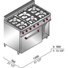 Gasherd G7F6E+FG1 22,6 kW | Backofen GN 1/1 Produktbild