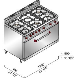 Gasherd G7F6E+T 31,8 kW | Backofen | Elektrozündung Produktbild