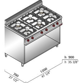 Gasherd mit Elektrozündung G7F6ME 18,6 kW | geschlossener Schrankbereich | 2 Türen Produktbild