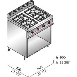 Gasherd G7F4M 21 kW | Unterbau offen Produktbild