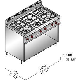 Gasherd G7F6M 31,5 kW | geschlossener Schrankbereich | 2 Türen Produktbild