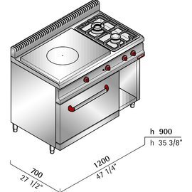 Glühplattenherd MACROS 700 G7TP2F+FG Gastronorm | 3 Kochstellen | Backofen | Unterbau halboffen Produktbild