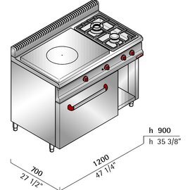 Glühplattenherd MACROS 700 G7TP2F+FG1 Bäckernorm | 3 Kochstellen | Backofen | Unterbau halboffen Produktbild