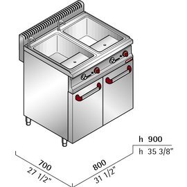 Gas-Nudelkocher mit 2 Doppelbecken CPG80 MACROS 700 Standgerät | 2 x 30 ltr | doppelter Boden Produktbild