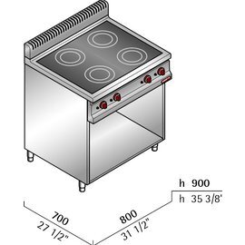 Infrarotherd E7P4M/VTR | 4 Kochstellen | 10 kW 230 Volt Produktbild