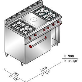 Glühplattenherd G7T4P4F+FG1 Bäckernorm 32 kW | Backofen | Unterbau halboffen Produktbild