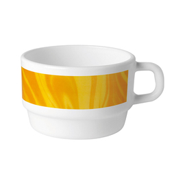 Kaffeetasse 220 ml stapelbar NATURA YELLOW Hartglas mit Dekor gelb Opalglas Produktbild