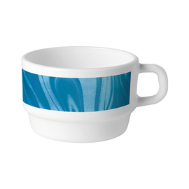 Kaffeetasse 220 ml stapelbar NATURA BLUE Hartglas mit Dekor blau Opalglas Produktbild