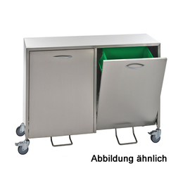 Wertstoffsammler dreifach Edelstahl mit Fußpedal L 1535 mm B 400 mm H 785 mm Produktbild