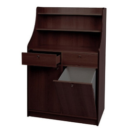 Serviceschrank wengefarben 950 mm  x 490 mm  H 1440 mm mit 2 Schubladen mit 1 Flügeltür | 1 Kipptür Produktbild