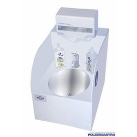 W10-100138-NIP Kunststoff-Handwaschbecken KS-00-TW, Tischmodell, weiß, Anschluss an das Brauch- und Abwassernetz erforderlich, 230 V-Anschluss, inkl. Hygiene-Paket Produktbild