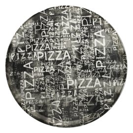 Pizzateller Ø 310 mm NAPOLI BLACK & WHITE Porzellan Schriftzugmuster "Pizza" schwarz | weiß Produktbild