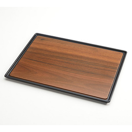 Serviertablett rutschfest Melamin braun Holzoptik rechteckig | 440 mm x 330 mm Produktbild