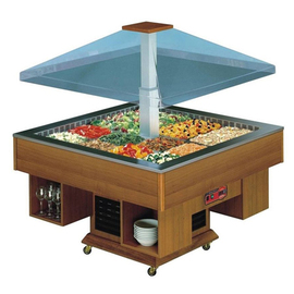 Salatbar Gazebo mit Hustenschutz walnussfarben | passend für 8 x GN 1/1 - 150 mm Produktbild