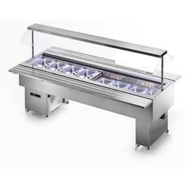 Salatbar Isola 8M VT mit Hustenschutz Edelstahl | passend für 8 x GN 1/1 - 150 mm Produktbild