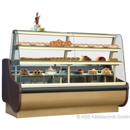 Kuchenverkaufstheke Bake 1000 bronzefarben 230 Volt | 2 Borde | Frontscheibe gerundet Produktbild