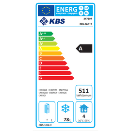 Gewerbetiefkühlschrank KBS 202 TK | 200 ltr weiß | Statische Kühlung | Türanschlag rechts Produktbild 1 L