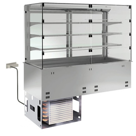 SB-Einbaukühlvitrine GN 2/1 | 4 Entnahmeklappen 700 x 200 mm | steckerfertig | 230 Volt | 500 Watt Produktbild