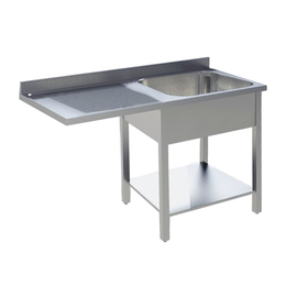 Spülcenter 1 Becken | Abtropffläche links | gerillt L 1400 mm T 700 mm H 850 mm Produktbild
