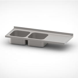 Spültischabdeckung 1400 mm x 700 mm | 2 Becken | Abtropffläche rechts Produktbild