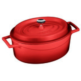 Bratentopf  4,8 ltr Gusseisen mit Deckel rot oval  Ø 290 mm  | angegossene Griffe Produktbild