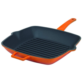 Grillpfanne • Gusseisen orange | 260 mm x 260 mm | Stielgriff | Gegengriff Produktbild