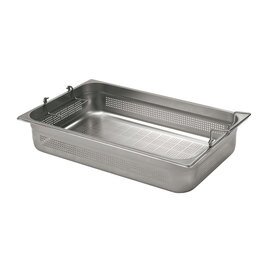 Gastronormbehälter GN 1/1  x 150 mm gelocht Edelstahl | Klappgriffe Produktbild