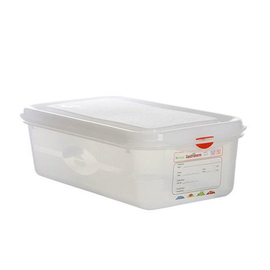 Frischhaltebox | Gefrierbox Gastronox mit Deckel GN 1/3 PP transparent 4 ltr | 325 mm x 176 mm H 100 mm mit Codierungsclips Produktbild