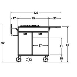 Flambierwagen Gas mit 1 Brenner, aus Holz, Farbe: Kirsche Produktbild 1 S