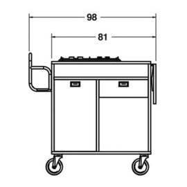 Flambierwagen Gas mit 1 Brenner, aus Holz, Farbe: Kirsche Produktbild 3 S