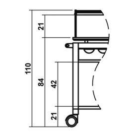 Servierwagen wengé  | 2 Borde 1050 x 550 mm mit Haube mit Besteckablage Oberplatte mit Wanneneinsatz Produktbild 1 S