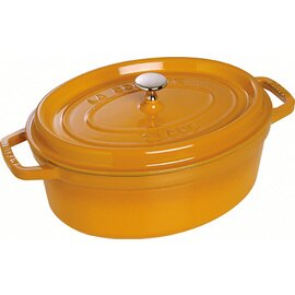 Kokotte 2,35 ltr Gusseisen mit Deckel senffarben oval  Ø 230 mm  | angegossene Griffe Produktbild