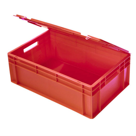 Becher-Transportbehälter mit Deckel rot 42 ltr | 600 mm x 400 mm H 220 mm Produktbild