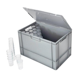 Becher-Transportbehälter mit Deckel grau 76 ltr | 600 mm x 400 mm H 400 mm Produktbild