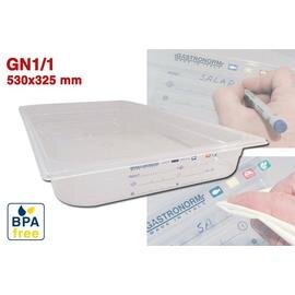 Gastronorm Behälter GN 1/1  x 100 mm Kunststoff transparent | Dauer-Etikett Produktbild