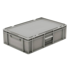 Transportbehälter | Kofferkiste mit Deckel Euronorm grau 30 ltr | 600 mm x 400 mm H 183 mm Produktbild 0 L