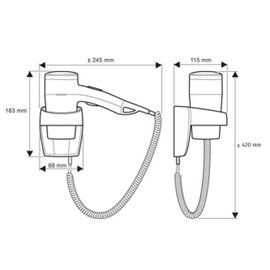 Haartrockner PREMIUM SUPER zur Wandbefestigung weiß 1600 Watt Produktbild 1 S