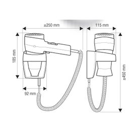 Haartrockner ACTION SUPER PLUS zur Wandbefestigung chromfarben schwarz 1600 Watt Produktbild 1 S