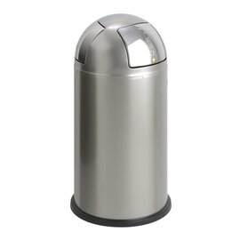 Designabfallbehälter PUSH TWO | WESCO 55 ltr silberfarben Pushdeckel 2 Einwurföffnungen Ø 400 mm  H 755 mm Produktbild