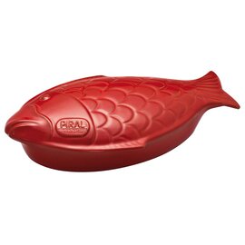 Fischkochtopf LINEA GOURMET 3,4 ltr Ton mit Deckel rot fischförmig 410 mm  x 250 mm  H 120 mm Produktbild