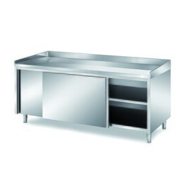 Bäckereitisch 1800 mm  x 900 mm  H 850 mm mit Schiebetüren | Aufkantung Edelstahl Produktbild