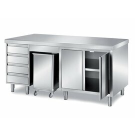 Schranktisch | 2000 mm x 800 mm H 870 mm mit Zutatenbehälter mit 4 Schubladen mit 2 Flügeltüren Produktbild