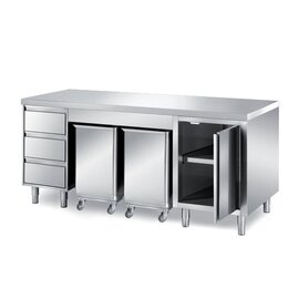 Schranktisch | 2000 mm x 700 mm H 870 mm mit 2 Zutatenbehälter mit 3 Schubladen mit 1 Flügeltür Produktbild