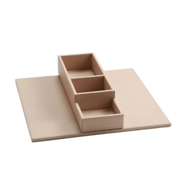 Welcome Tray SNAP Kunstleder beige mit Zutatenbehälter | 320 mm x 320 mm Produktbild