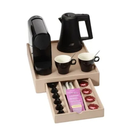 Welcome Tray SPACE beige mit Kaffeemaschine | Wasserkocher schwarz 0,5 ltr Produktbild