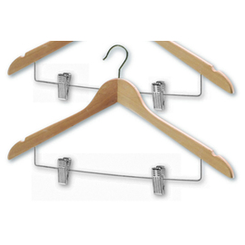 Kleiderbügel Holz Chrom  | Hakenaufhänger | Clips Produktbild