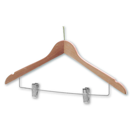 Kleiderbügel Holz Chrom  | Sicherheitsaufhängung | Clips Produktbild