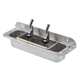 Doppel-Portioniererdusche zur Wandbefestigung Silver WATERSTOP Unlimited mit Siebteller | Abtropfbügel | 608 mm x 182 mm H 60 mm Produktbild