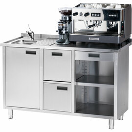 Arbeitstisch für Kaffeemaschine, mit Aufkantung, 1500 x 700 x 1000 mm (BxTxH) Produktbild 4 S